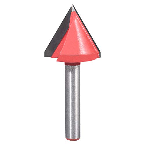 KATUR V Nutfräser, Hartmetallbestückt V-Form-Fräser für CNC-Gravur, Schaftfräser Holzbearbeitungswerkzeug mit 6mm Schaft (6mm Schaft, 22mm Breite, 60 Grad) von KATUR