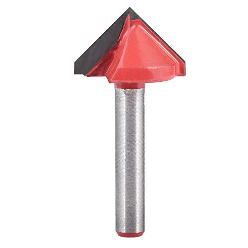 KATUR V Nutfräser, Hartmetallbestückt V-Form Fräser für CNC Gravur, Schaftfräser Holzbearbeitungswerkzeug mit 6mm Schaft (6mm Schaft, 22mm Breite, 90 Grad) von KATUR