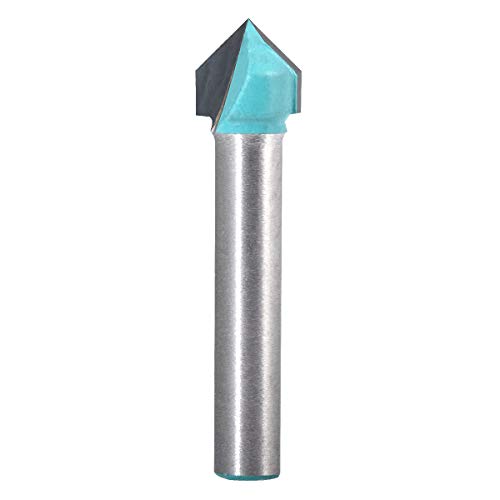 KATUR V Nutfräser, Hartmetallbestückt V-Form Fräser für CNC Gravur, Schaftfräser Holzbearbeitungswerkzeug mit 6mm Schaft (6mm Schaft 10mm Breite 90 Grad) von KATUR