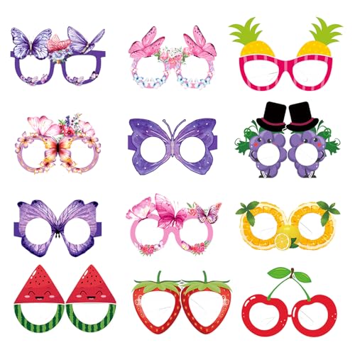 12 Stück Frühlingsdekoration Schmetterling Party Brille, Hawaii Fun Obst Gläser, Papier Schmetterling Neuheit Brille Party Brille, Brillenrahmen, Foto Requisiten für Kinder Erwachsene Frühling 12 Stück Frühlingsdekoration Schmetterling Party Brille, Hawaii Fun Obst Gläser, Papier Schmetterling Neuheit Brille Party Brille, Brillenrahmen, Foto Requisiten für Kinder Erwachsene Frühling von KATVVYE