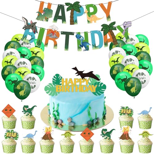 46pcs Dinosaurier Party Ballon Dekorationen, Cartoon Thema Party Dekorationen, Geburtstag Dekoration Set, Tier Ballon Geburtstag Banner, Tier Kuchen Dekorationen, Geeignet für Kinder Tier Thema Geburt 46pcs Dinosaurier Party Ballon Dekorationen, Cartoon Thema Party Dekorationen, Geburtstag Dekoration Set, Tier Ballon Geburtstag Banner, Tier Kuchen Dekorationen, Geeignet für Kinder Tier Thema Geburt von KATVVYE