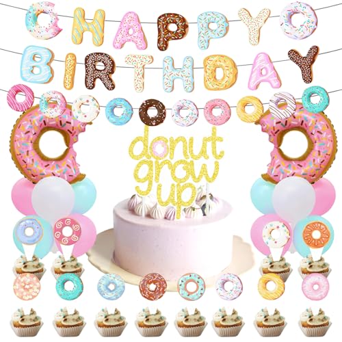 52pcs Donut Geburtstag Ballon Set - Candy Paradise Party Dekoration, Happy Birthday Banner, Donut Ballon, Donut Flagge, Donut Größe Insert Strip, Kinder Mädchen Candy Thema Geburtstagsfeier Taufe 52pcs Donut Geburtstag Ballon Set - Candy Paradise Party Dekoration, Happy Birthday Banner, Donut Ballon, Donut Flagge, Donut Größe Insert Strip, Kinder Mädchen Candy Thema Geburtstagsfeier Taufe von KATVVYE