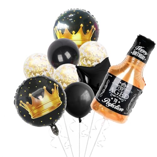 KATVVYE 9-teiliges Whiskyflaschen-Set, blaue und schwarze Ballon-Dekoration, Geburtstagsparty-Zubehör, Weinflaschen-Aluminiumfolienballon, Pentagramm- und Sternballons, perfekt für Erwachsene und KATVVYE 9-teiliges Whiskyflaschen-Set, blaue und schwarze Ballon-Dekoration, Geburtstagsparty-Zubehör, Weinflaschen-Aluminiumfolienballon, Pentagramm- und Sternballons, perfekt für Erwachsene und von KATVVYE