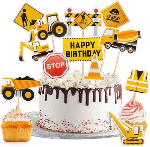 KATVVYE 28 Stücke Straßenschild Engineering Auto Cupcake Dekoration Kuchen Dekoration Truck Truck Bagger Jungen Kinder Geburtstagstorte Dekoration KATVVYE 28 Stücke Straßenschild Engineering Auto Cupcake Dekoration Kuchen Dekoration Truck Truck Bagger Jungen Kinder Geburtstagstorte Dekoration von KATVVYE