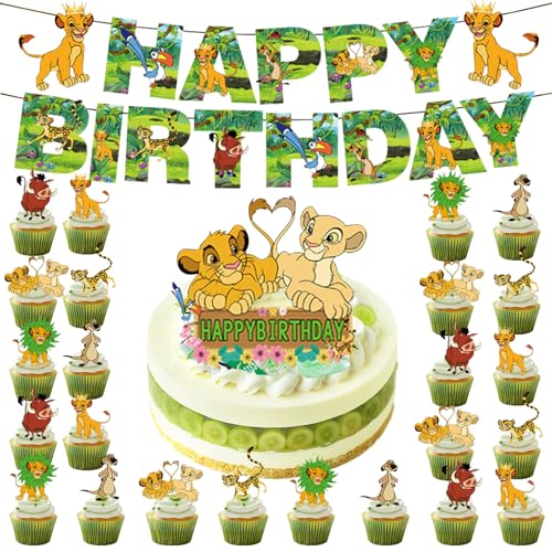 KATVVYE 40 Stück König der Löwen Party Dekorationen Set Geburtstag Party Dekoration Supplies Ziehen Flaggen Große und Kleine Kuchen Topper Kinder Garten Wildtier Themenparty KATVVYE 40 Stück König der Löwen Party Dekorationen Set Geburtstag Party Dekoration Supplies Ziehen Flaggen Große und Kleine Kuchen Topper Kinder Garten Wildtier Themenparty von KATVVYE