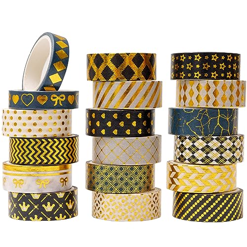 KAVI' S 18 Rollen Schwarzes Gold Washi Tape Set Klebeband Papier Dekorativ Weinlese Masking Tape Klebeband Bunt für Scrapbooking Handwerk Handwerk KAVI' S 18 Rollen Schwarzes Gold Washi Tape Set Klebeband Papier Dekorativ Weinlese Masking Tape Klebeband Bunt für Scrapbooking Handwerk Handwerk von KAVI' S