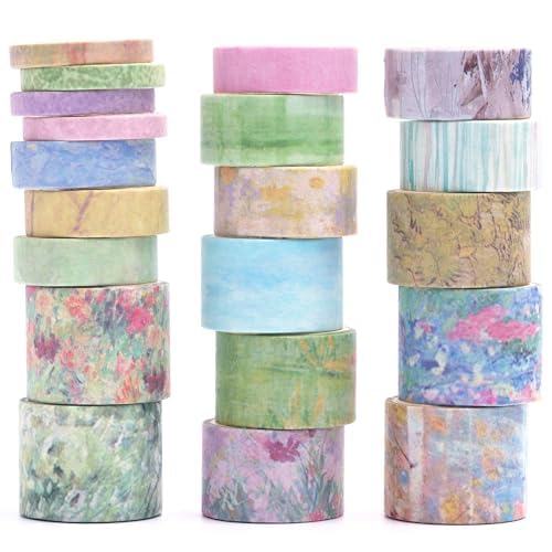 KAVI' S 20 Rollen Retro Washi Tape Set Dekorative Antik Rauschgold Masking Tapes Klebeband Bunt für Kunst, DIY Handwerk, Tagebuch, Planer, Scrapbook, Verpackung (Silence in Paintings) von KAVI' S