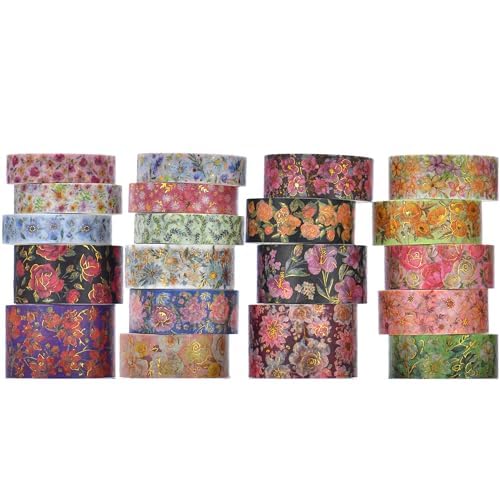 KAVI' S 20 Rollen Washi Tape Set,Blumen Masking Tape dekorative Klebebänder, Klebeband Bunt für Kunst, DIY Handwerk, Tagebuch, Hobel, Sammelalbum, Verpackung KAVI' S 20 Rollen Washi Tape Set,Blumen Masking Tape dekorative Klebebänder, Klebeband Bunt für Kunst, DIY Handwerk, Tagebuch, Hobel, Sammelalbum, Verpackung von KAVI' S