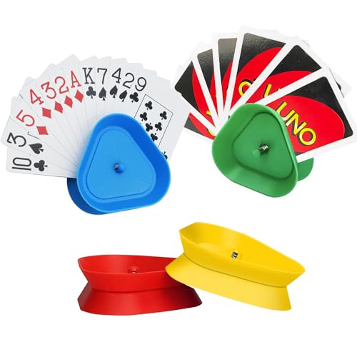 4 Stück Kinder Kartenspiel, Freisprech Kartenständer, Dreieckiger Spielkartenhalter, 4 Farben, Spielkartenhalter Kunststoff Wiederverwendbar, Spielkarten Halter für Senioren Erwachsene. 4 Stück Kinder Kartenspiel, Freisprech Kartenständer, Dreieckiger Spielkartenhalter, 4 Farben, Spielkartenhalter Kunststoff Wiederverwendbar, Spielkarten Halter für Senioren Erwachsene. von KAWAAN