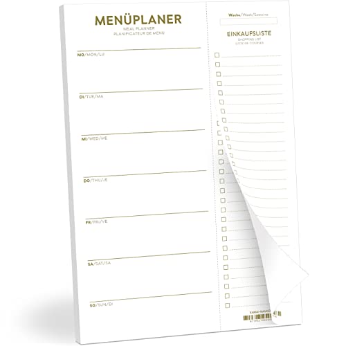 Menüplaner mit Einkaufsliste zum Abreißen, Essensplaner, Notizblock für Mahlzeiten, minimalistisch, DIN-A4 Block, 50 Blatt, Speiseplan für eine ganze Woche. Für Familie, WG, Diät Menüplaner mit Einkaufsliste zum Abreißen, Essensplaner, Notizblock für Mahlzeiten, minimalistisch, DIN-A4 Block, 50 Blatt, Speiseplan für eine ganze Woche. Für Familie, WG, Diät von KAWAI-KAMI