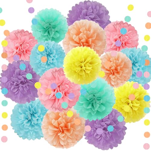 KAXIXI Makronenfarbene Seidenpapier-Pompons, Pastellpapier-Pompons, Kreis-Girlande für Osterparty, Eiscreme-Party-Dekorationen, Hochzeit, Geburtstag, Brautparty, Junggesellinnenabschied, Babyparty, 16 KAXIXI Makronenfarbene Seidenpapier-Pompons, Pastellpapier-Pompons, Kreis-Girlande für Osterparty, Eiscreme-Party-Dekorationen, Hochzeit, Geburtstag, Brautparty, Junggesellinnenabschied, Babyparty, 16 von KAXIXI