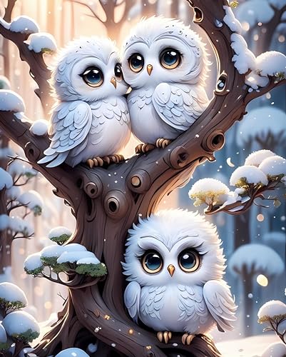Diamond Painting Kinder, Diamant Painting Bilder Mädchen Tiere Eule, Diamond Painting Kinder ab 4 5 6 7 8 9 Jahre Mosaikherstellung Kits für Home Haus Deko und Geschenke (30 x 40 cm) von KAXSFE