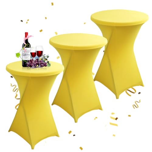 KAYBTNT 3er-Set Stehtisch Hussen Ø 80 cm, Viele Farben, Spandex Stretch Stehtischhussen, Verstärkung im Fußbereich, Elegante Rund Tischdecke für Bistrotisch Hochzeit Cocktail-Party,Gelb KAYBTNT 3er-Set Stehtisch Hussen Ø 80 cm, Viele Farben, Spandex Stretch Stehtischhussen, Verstärkung im Fußbereich, Elegante Rund Tischdecke für Bistrotisch Hochzeit Cocktail-Party,Gelb von KAYBTNT