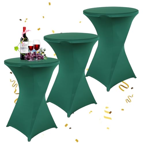 KAYBTNT 3er-Set Stehtisch Hussen Ø 80 cm, Viele Farben, Spandex Stretch Stehtischhussen, Verstärkung im Fußbereich, Elegante Rund Tischdecke für Bistrotisch Hochzeit Cocktail-Party,Grün von KAYBTNT