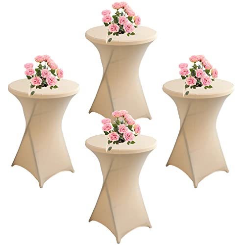 KAYBTNT 4er Set Stehtisch Hussen, Spandex Stretch Stehtischhussen für Bistrotisch, Tischhussen für Stehtische Ø 60-80cm, Elegante Tischdecke für Bankett Hochzeit Geburtstag Party,Beige,60x110cm KAYBTNT 4er Set Stehtisch Hussen, Spandex Stretch Stehtischhussen für Bistrotisch, Tischhussen für Stehtische Ø 60-80cm, Elegante Tischdecke für Bankett Hochzeit Geburtstag Party,Beige,60x110cm von KAYBTNT