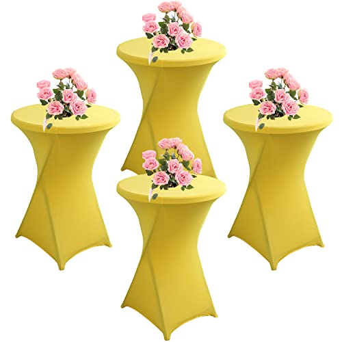 KAYBTNT 4er Set Stehtisch Hussen, Spandex Stretch Stehtischhussen für Bistrotisch, Tischhussen für Stehtische Ø 60-80cm, Elegante Tischdecke für Bankett Hochzeit Geburtstag Party,Gelb,80x110cm KAYBTNT 4er Set Stehtisch Hussen, Spandex Stretch Stehtischhussen für Bistrotisch, Tischhussen für Stehtische Ø 60-80cm, Elegante Tischdecke für Bankett Hochzeit Geburtstag Party,Gelb,80x110cm von KAYBTNT