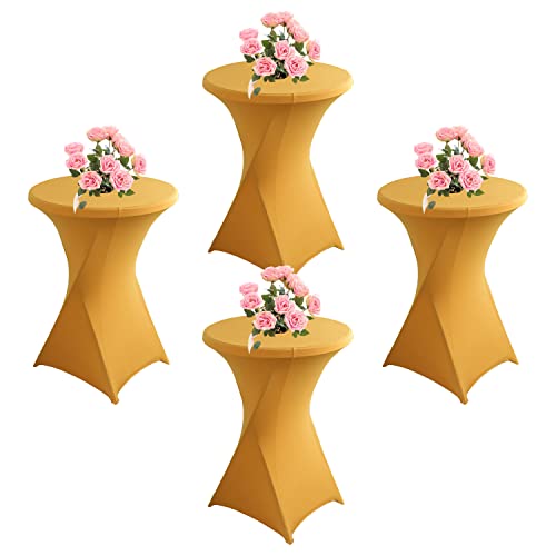 KAYBTNT 4er Set Stehtisch Hussen, Spandex Stretch Stehtischhussen für Bistrotisch, Tischhussen für Stehtische Ø 60-80cm, Elegante Tischdecke für Bankett Hochzeit Geburtstag Party,Gold,60x110cm KAYBTNT 4er Set Stehtisch Hussen, Spandex Stretch Stehtischhussen für Bistrotisch, Tischhussen für Stehtische Ø 60-80cm, Elegante Tischdecke für Bankett Hochzeit Geburtstag Party,Gold,60x110cm von KAYBTNT