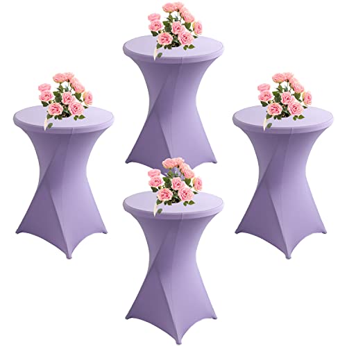 KAYBTNT 4er Set Stehtisch Hussen, Spandex Stretch Stehtischhussen für Bistrotisch, Tischhussen für Stehtische Ø 60-80cm, Elegante Tischdecke für Bankett Hochzeit Geburtstag Party,Lila,60x110cm KAYBTNT 4er Set Stehtisch Hussen, Spandex Stretch Stehtischhussen für Bistrotisch, Tischhussen für Stehtische Ø 60-80cm, Elegante Tischdecke für Bankett Hochzeit Geburtstag Party,Lila,60x110cm von KAYBTNT