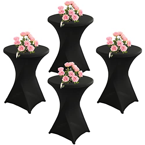 KAYBTNT 4er Set Stehtisch Hussen, Spandex Stretch Stehtischhussen für Bistrotisch, Tischhussen für Stehtische Ø 60-80cm, Elegante Tischdecke für Bankett Hochzeit Geburtstag Party,Schwarz,80x110cm KAYBTNT 4er Set Stehtisch Hussen, Spandex Stretch Stehtischhussen für Bistrotisch, Tischhussen für Stehtische Ø 60-80cm, Elegante Tischdecke für Bankett Hochzeit Geburtstag Party,Schwarz,80x110cm von KAYBTNT