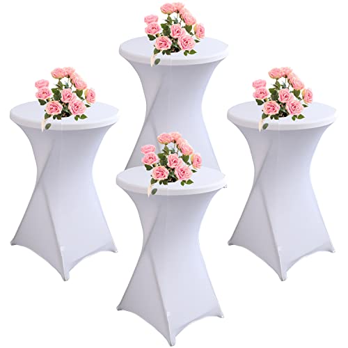KAYBTNT 4er Set Stehtisch Hussen, Spandex Stretch Stehtischhussen für Bistrotisch, Tischhussen für Stehtische Ø 60-80cm, Elegante Tischdecke für Bankett Hochzeit Geburtstag Party,Weiß,60x110cm KAYBTNT 4er Set Stehtisch Hussen, Spandex Stretch Stehtischhussen für Bistrotisch, Tischhussen für Stehtische Ø 60-80cm, Elegante Tischdecke für Bankett Hochzeit Geburtstag Party,Weiß,60x110cm von KAYBTNT