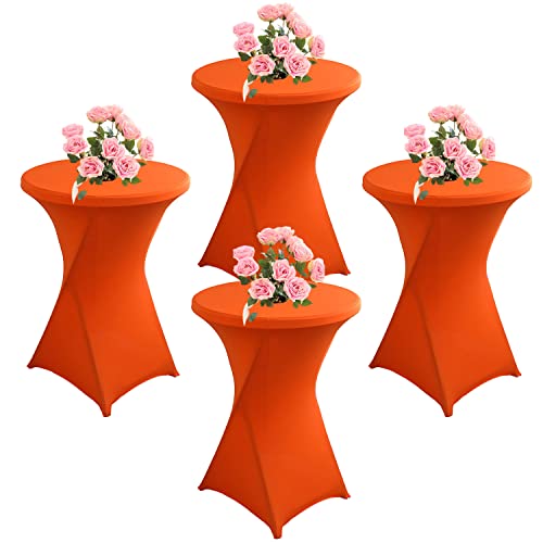 KAYBTNT 4er Set Stehtisch Hussen, Spandex Stretch Stehtischhussen für Bistrotisch, Tischhussen für Stehtische Ø 60-80cm, Elegante Tischdecke für Bankett Hochzeit Geburtstag Party,Orange,80x110cm von KAYBTNT