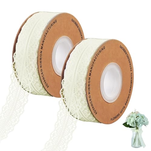 KAYEF Spitzenband weiß vintage, 2 Rollen, 50 Meter, Geblümt, Retro, Hochzeitstisch Dekoration KAYEF Spitzenband weiß vintage, 2 Rollen, 50 Meter, Geblümt, Retro, Hochzeitstisch Dekoration von Homry