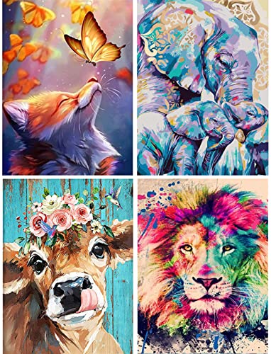 KAYLJIE 4 Stück Malen Nach Zahlen Erwachsene, Paint by Numbers Malen Nach Zahlen Kinder Tiere Löwe Fuchs Elefant Anfänger, DIY Handgemalt Ölgemälde Leinwand für Home Décor, Ohne Rahmen (30x40cm) KAYLJIE 4 Stück Malen Nach Zahlen Erwachsene, Paint by Numbers Malen Nach Zahlen Kinder Tiere Löwe Fuchs Elefant Anfänger, DIY Handgemalt Ölgemälde Leinwand für Home Décor, Ohne Rahmen (30x40cm) von KAYLJIE