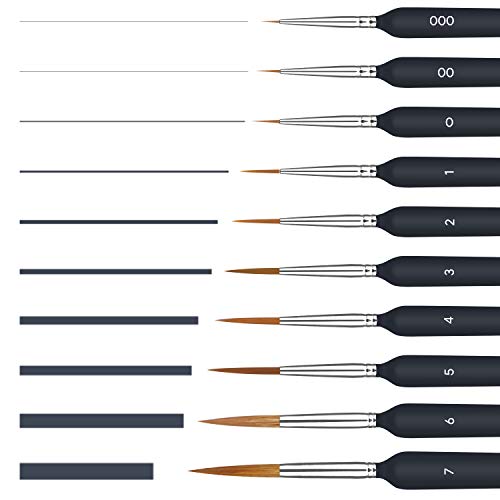 Feine Pinsel Set, 10 Stück Acrylfarben, Acryl Pinsel Aquarell Modellbau Malpinsel für Acrylmalerei, Malen Nach Zahlen Dünne Pinsel Klein, Detail Pinsel Miniatur Künstlerpinsel Paint Brush Feine Pinsel Set, 10 Stück Acrylfarben, Acryl Pinsel Aquarell Modellbau Malpinsel für Acrylmalerei, Malen Nach Zahlen Dünne Pinsel Klein, Detail Pinsel Miniatur Künstlerpinsel Paint Brush von KAZATE