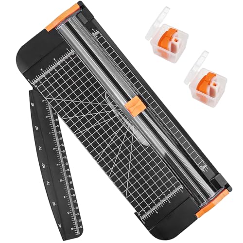 A4-Papierschneider, 30,5 cm, Titan-Papierschneider mit Sicherheitsschutz und Seitenlineal und drei Klingen, perfekt für Scrapbooking, Coupons, Etiketten und Karten (schwarz) von KAnduo