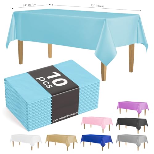 KAshack [10 Stück Einweg Tischdecke aus Kunststoff Hellblau-137x183CM Outdoor Plastik Tischdecke,Wasserdicht Geburtstag Tischdecken für Party,Picknick,Hochzeit,Gartentischdecke (10,Hellblau,137x183CM KAshack [10 Stück Einweg Tischdecke aus Kunststoff Hellblau-137x183CM Outdoor Plastik Tischdecke,Wasserdicht Geburtstag Tischdecken für Party,Picknick,Hochzeit,Gartentischdecke (10,Hellblau,137x183CM von KAshack