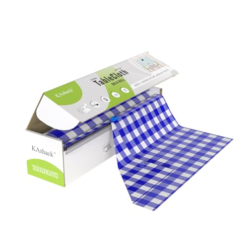 KAshack Einweg Tischdecke aus kunststoff Rolle-137*3000CM Blau-Weiß Kariert Plastiktischdecken mit Cutter Box Rechteckige Tischabdeckung für Outdoor Partys Gartentischdecke (Blau-Weiß, 137*3000 CM) KAshack Einweg Tischdecke aus kunststoff Rolle-137*3000CM Blau-Weiß Kariert Plastiktischdecken mit Cutter Box Rechteckige Tischabdeckung für Outdoor Partys Gartentischdecke (Blau-Weiß, 137*3000 CM) von KAshack