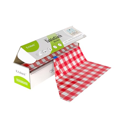 KAshack Einweg Tischdecke aus kunststoff Rolle-137x 3000 CM Rot-weiß kariert Plastiktischdecken, mit Cutter Box Rechteckige Tischabdeckung für Outdoor Partys Gartentischdecke (rot-weiß, 137*3000 CM) KAshack Einweg Tischdecke aus kunststoff Rolle-137x 3000 CM Rot-weiß kariert Plastiktischdecken, mit Cutter Box Rechteckige Tischabdeckung für Outdoor Partys Gartentischdecke (rot-weiß, 137*3000 CM) von KAshack