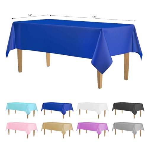 KAshack Kunststoff-Tischdecke, 137,2 x 274,3 cm, Einweg-Tischdecken, blaue Tischdecke, Kunststoff-Tischdecke, Tischdecken für Grillen, Party, Geburtstag, Hochzeit, Outdoor, Blau, 3 Stück von KAshack