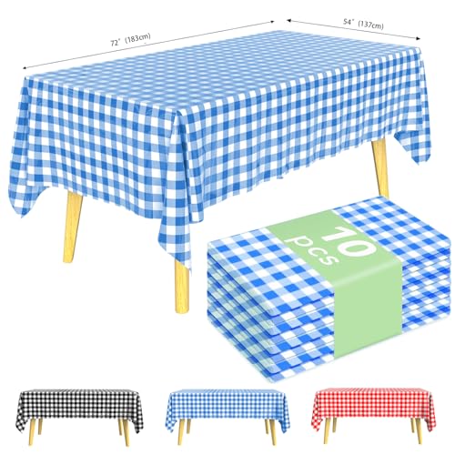 KAshack Rechteckig Kunststoff Einweg Tischdecke 10 Stück-137x183CM Blaues-Weiß Kariert Outdoor Wasserdicht Biertisch Tischdecken für Picknick, Hochzeit, Gartentischdecke KAshack Rechteckig Kunststoff Einweg Tischdecke 10 Stück-137x183CM Blaues-Weiß Kariert Outdoor Wasserdicht Biertisch Tischdecken für Picknick, Hochzeit, Gartentischdecke von KAshack