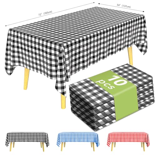 KAshack Rechteckig Kunststoff Einweg Tischdecke 10 Stück-137x183CM Schwarzes-Weiß Kariert Outdoor Wasserdicht Biertisch Tischdecken für Picknick Gartentischdecke KAshack Rechteckig Kunststoff Einweg Tischdecke 10 Stück-137x183CM Schwarzes-Weiß Kariert Outdoor Wasserdicht Biertisch Tischdecken für Picknick Gartentischdecke von KAshack