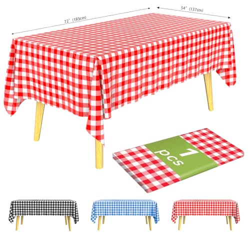 KAshack Rechteckig Kunststoff Einweg Tischdecke -137x183CM Rot-Weiß Kariert Outdoor Tischdecke, Wasserdicht Parteien Biertisch Tischdecken für Hochzeit, Gartentischdecke KAshack Rechteckig Kunststoff Einweg Tischdecke -137x183CM Rot-Weiß Kariert Outdoor Tischdecke, Wasserdicht Parteien Biertisch Tischdecken für Hochzeit, Gartentischdecke von KAshack