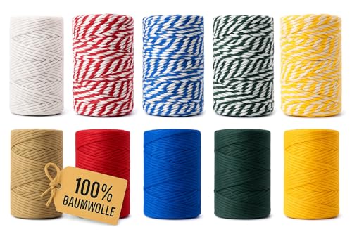 Bindfäden Baumwollschnur 2mm auf Spule, 40m bis 290m – Bastelschnur Dekokordel – perfekte Schnur für DIY, Handarbeit, Garten, Verpackung Makrameeschnur Bindfäden Baumwollschnur 2mm auf Spule, 40m bis 290m – Bastelschnur Dekokordel – perfekte Schnur für DIY, Handarbeit, Garten, Verpackung Makrameeschnur von KBBB