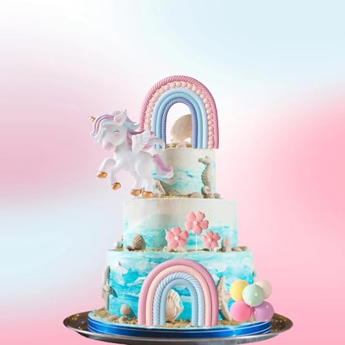 Einhorn Cake Topper Set - 3D Regenbogen Kuchen Dekorationen für Geburtstagsfeiern | Einhorn Thema Fondant Topper mit Regenbogen Bögen & Deko Kugeln Einhorn Cake Topper Set - 3D Regenbogen Kuchen Dekorationen für Geburtstagsfeiern | Einhorn Thema Fondant Topper mit Regenbogen Bögen & Deko Kugeln von KBCYRT