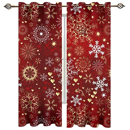 Vorhänge Verdunkelung Kinderzimmer Mädchen Junge Mit Ösen Rotes Weihnachtsschneeflockenmuster 2Er Set 234X230Cm Gardinen Wohnzimmer Schlafzimmer Verdunkelungsvorhang Thermovorhang Hitzeschutz Schal Vorhänge Verdunkelung Kinderzimmer Mädchen Junge Mit Ösen Rotes Weihnachtsschneeflockenmuster 2Er Set 234X230Cm Gardinen Wohnzimmer Schlafzimmer Verdunkelungsvorhang Thermovorhang Hitzeschutz Schal von KBDQGX