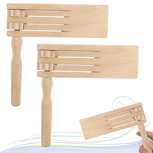 KBIBCK 2 Stück Holzratsche Geräusche Maker, Holz Spinning Ratsche, Holz Rassel Ratsche, Ratsch Laut Fan für Kinder, Geeignet Für Spielpartys, Sportveranstaltungen von KBIBCK