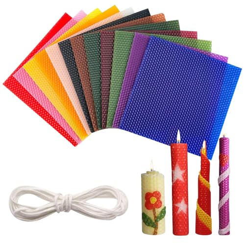 KBIBCK Bienenwachs-Kerzenherstellungs Set, 12 Farben Bienenwachsplatten (20 * 20 cm) mit 4m Baumwolldocht, Bienenwachsplatten für Kerzen, Wachsplatten für kerzen, DIY-Kerzen Selber Machen Set Kinder KBIBCK Bienenwachs-Kerzenherstellungs Set, 12 Farben Bienenwachsplatten (20 * 20 cm) mit 4m Baumwolldocht, Bienenwachsplatten für Kerzen, Wachsplatten für kerzen, DIY-Kerzen Selber Machen Set Kinder von KBIBCK