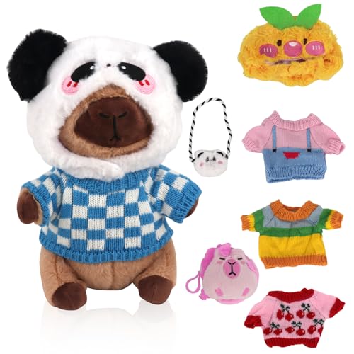 KBIBCK Capybara Kuscheltier, Wasserschwein Kuscheltier, 23cm Capybara Plushie Puppen mit Kleidung und Accessoires, Capybara Plüschtier, Geschenk für Kinder Jungen Mädchen KBIBCK Capybara Kuscheltier, Wasserschwein Kuscheltier, 23cm Capybara Plushie Puppen mit Kleidung und Accessoires, Capybara Plüschtier, Geschenk für Kinder Jungen Mädchen von KBIBCK