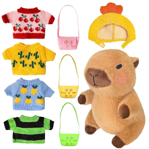 KBIBCK Capybara Plüschtier, 23cm Capybara Kuscheltier, Niedlichen Capybara Plushie mit Kleidung Tasche Hut, Simulation Tier Capybara Puppen, Capybara-Stofftier, für Home Deko Kinder KBIBCK Capybara Plüschtier, 23cm Capybara Kuscheltier, Niedlichen Capybara Plushie mit Kleidung Tasche Hut, Simulation Tier Capybara Puppen, Capybara-Stofftier, für Home Deko Kinder von KBIBCK