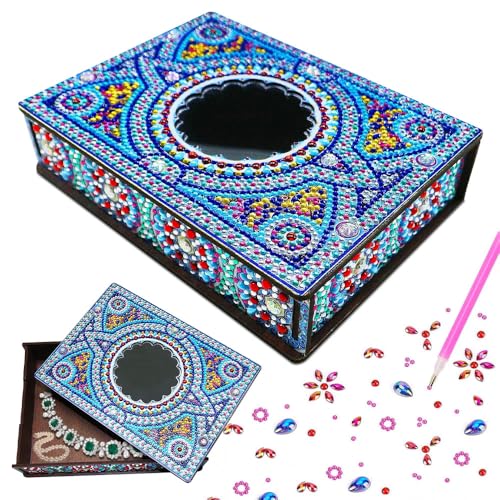 KBIBCK DIY Diamant Malerei Schmuck Box, Klassische Mandala Diamond Painting Schmuckkästchen, Aufbewahrungsbox DIY Diamant Malerei, Kunst Organizer Storage Box für Frauen Mädchen von KBIBCK