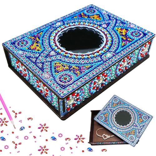 KBIBCK Diamond Painting Schmuckkästchen, DIY Diamant Malerei Schmuck Box,Schmuckkästchen Aufbewahrungsbox DIY Diamant,Mandala Diamond Painting,Diamond Art Storage Box Geschenke für Mädchen (MH201) von KBIBCK