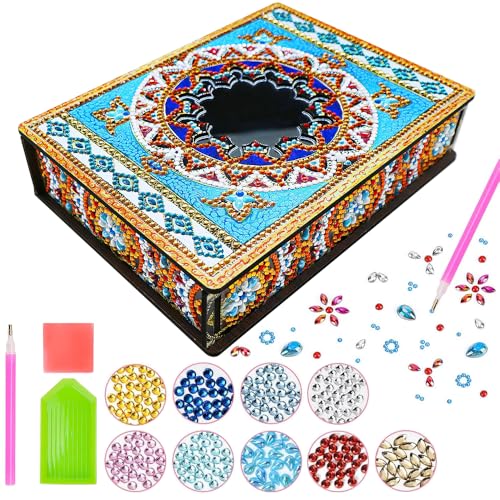 KBIBCK Diamond Painting Schmuckkästchen, DIY Diamant Malerei Schmuck Box,Schmuckkästchen Aufbewahrungsbox DIY Diamant,Mandala Diamond Painting, Diamond Art Storage Box Geschenke für Mädchen (MH202) von KBIBCK
