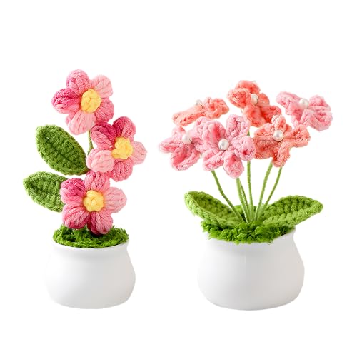 KBIBCK Häkelblumen getopft, handgefertigte gestrickte Mini-Topfpflanzen Puff-Stricken künstliche Blumen für Valentinstagsgeschenke Home Office Tische Dekoration, Rosa Weiß KBIBCK Häkelblumen getopft, handgefertigte gestrickte Mini-Topfpflanzen Puff-Stricken künstliche Blumen für Valentinstagsgeschenke Home Office Tische Dekoration, Rosa Weiß von KBIBCK