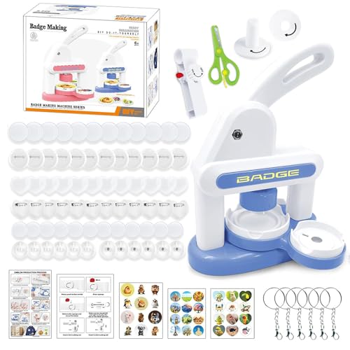 KBIBCK Knopfmacher-Maschine, Knopfmacher, Abzeichen-Maschine, 35/55 mm, Abzeichen-Press-Set, DIY-Tasten-Press-Set mit Kreisschneider, DIY-Pin-Maker-Set mit 72 Stück Knopfteilen und 3 Aufklebern KBIBCK Knopfmacher-Maschine, Knopfmacher, Abzeichen-Maschine, 35/55 mm, Abzeichen-Press-Set, DIY-Tasten-Press-Set mit Kreisschneider, DIY-Pin-Maker-Set mit 72 Stück Knopfteilen und 3 Aufklebern von KBIBCK