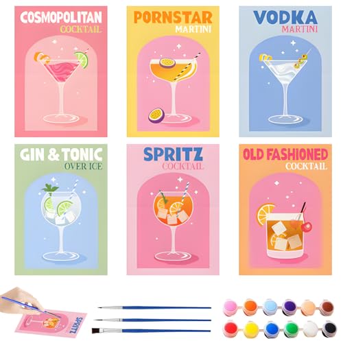 KBIBCK Malen Nach Zahlen Erwachsene, 6 Stück Malen Nach Zahlen Cocktail, Paint by Numbers Adult mit Pinseln und Acrylfarben, Handgemaltes Ölgemälde-Set für Erwachsene und Anfänger, 15 X 20cm KBIBCK Malen Nach Zahlen Erwachsene, 6 Stück Malen Nach Zahlen Cocktail, Paint by Numbers Adult mit Pinseln und Acrylfarben, Handgemaltes Ölgemälde-Set für Erwachsene und Anfänger, 15 X 20cm von KBIBCK