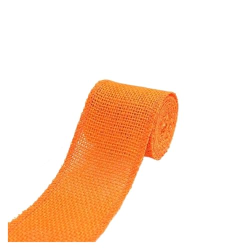 2 m/Rolle, 60 mm Breite, buntes natürliches Jute-Sackleinen, Mehrzweck-Bastelband, DIY-Weihnachtsdekoration, Gartenarbeit, Verpackungspaket Für Hochzeit, Bauernhaus Party(Orange 2 meters roll) von KBLDOPN
